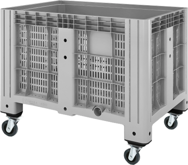 Контейнер 1200х800х913 мм перфорированный серый на колёсах купить в Вологде Контейнер 1200х800х913 мм перфорированный серый на колёсах купить в Вологде