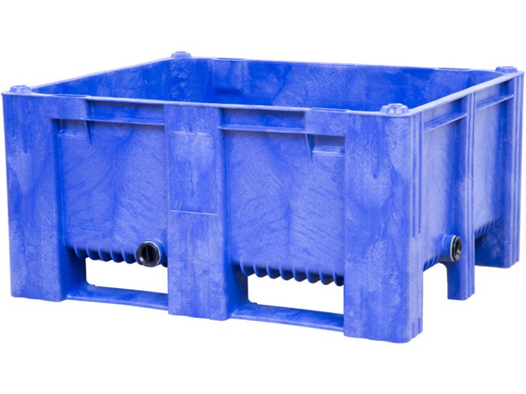 BoxPallet 1200х1000х580 мм сплошной на 2-х полозьях синий с 2 СП2 купить в Вологде