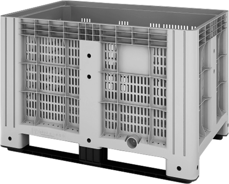 Контейнер 1200х800х800 мм перфорированный серый на полозьях купить в Вологде