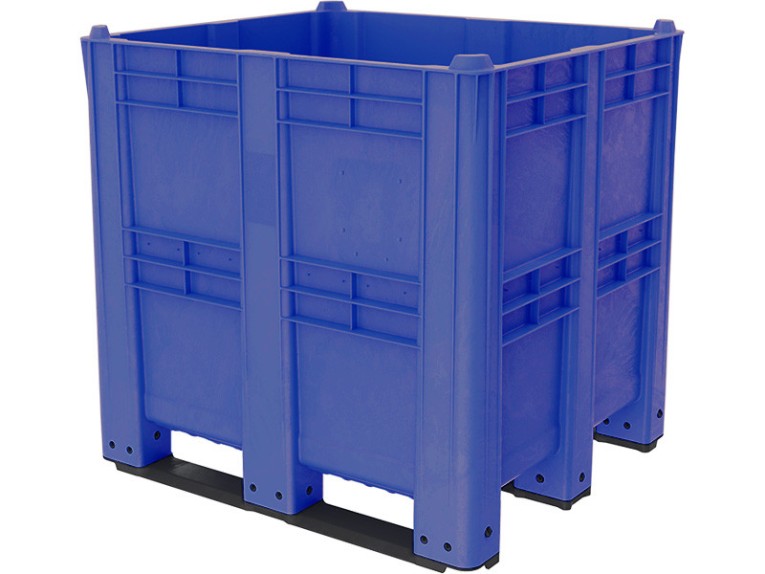 BoxPallet 1300х1150х1250 сплошной, на 3 полозьях синий купить в Вологде