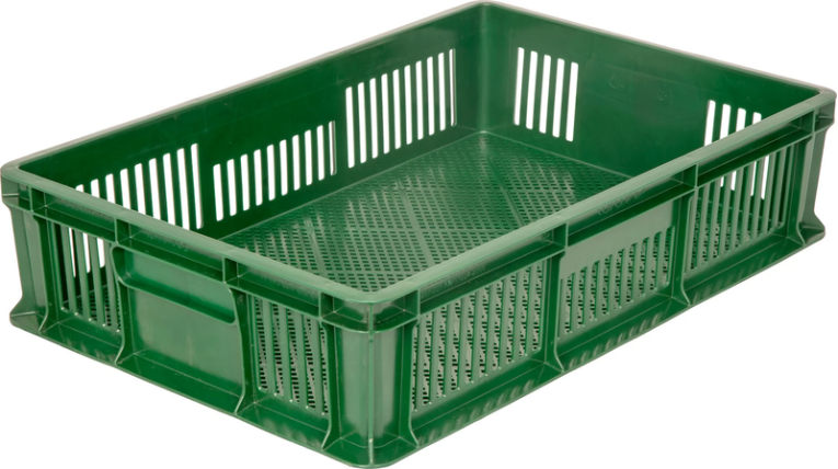 Ящик 600х400х140 мм перфорированный без ручек зелёный купить в Вологде Ящик 600х400х140 мм перфорированный без ручек зелёный купить в Вологде