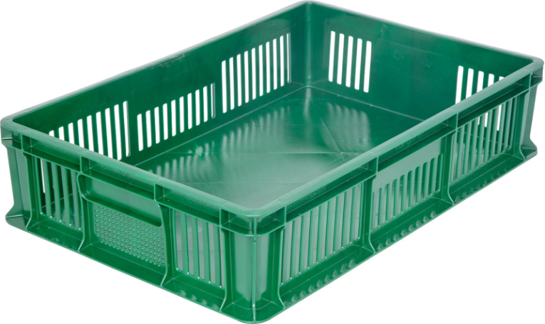 Ящик 600х400х140 мм дно сплош.стенки перф.без ручек зеленый купить в Вологде