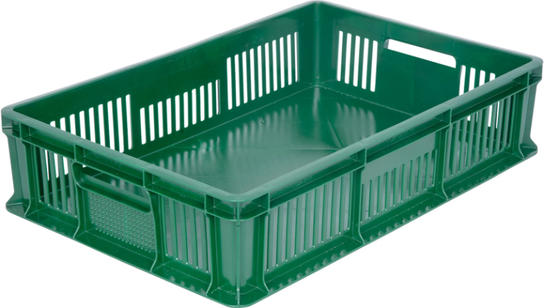 Ящик 600х400х140 мм дно сплош.стенки перф. с полузакрытой ручкой зеленый купить в Вологде Ящик 600х400х140 мм дно сплош.стенки перф. с полузакрытой ручкой зеленый купить в Вологде