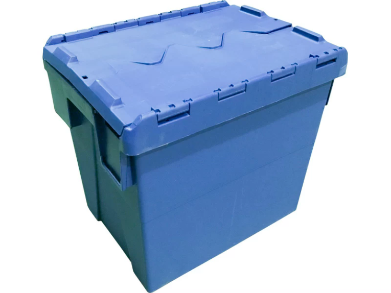 Ящик 400х300х356 сплошной, с крышкой синий купить в Вологде