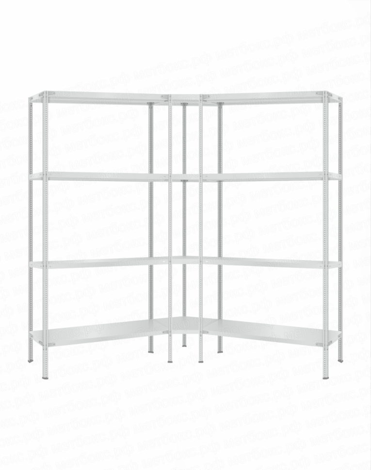 Стеллаж угловой 2000х1500х1500 (4 яруса глубиной 300мм) купить в Вологде Стеллаж угловой 2000х1500х1500 (4 яруса глубиной 300мм) купить в Вологде