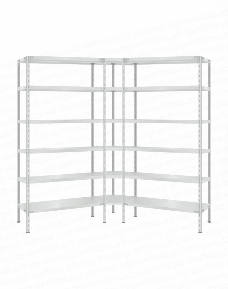 Стеллаж угловой 2000х1500х1500 (6 ярусов глубиной 300мм) купить в Вологде