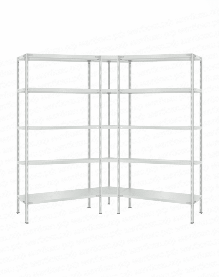 Стеллаж угловой 2000х1600х1600 (5 ярусов глубиной 400мм) купить в Вологде