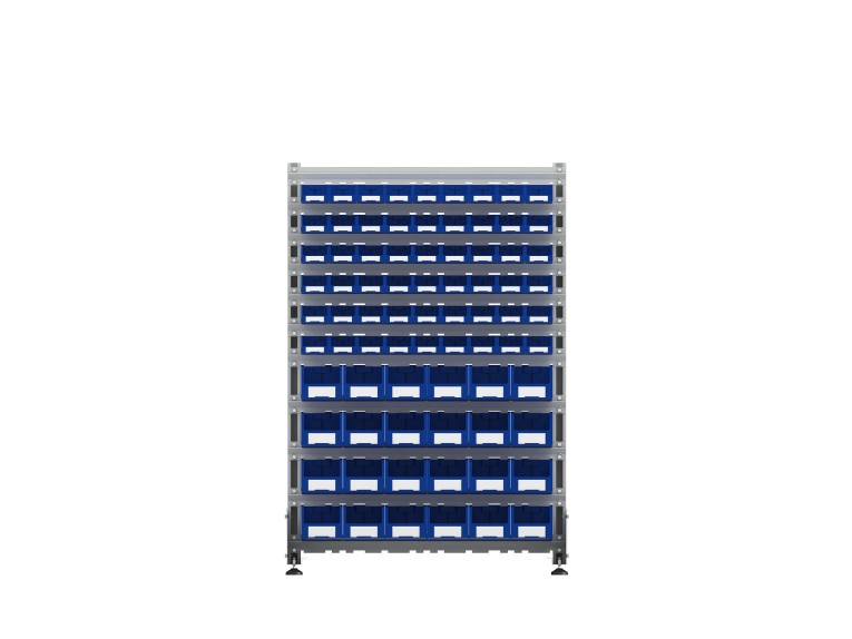 Стеллаж для пластиковых лотков SORTEX односторонний 1500x1000x450.04 купить в Вологде Стеллаж для пластиковых лотков SORTEX односторонний 1500x1000x450.04 купить в Вологде