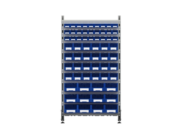 Стеллаж для пластиковых лотков SORTEX односторонний 1800x1000x450.05 купить в Вологде Стеллаж для пластиковых лотков SORTEX односторонний 1800x1000x450.05 купить в Вологде