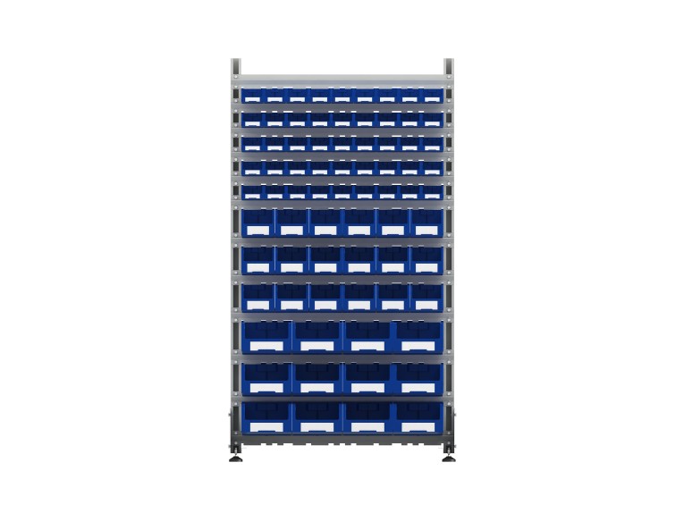 Стеллаж для пластиковых лотков SORTEX односторонний 1800x1000x450.06 купить в Вологде Стеллаж для пластиковых лотков SORTEX односторонний 1800x1000x450.06 купить в Вологде