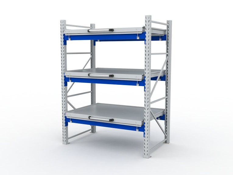 Стеллаж с выкатными платформами S-HEAVY 1000/1300 (3 яруса хранения) купить в Вологде Стеллаж с выкатными платформами S-HEAVY 1000/1300 (3 яруса хранения) купить в Вологде