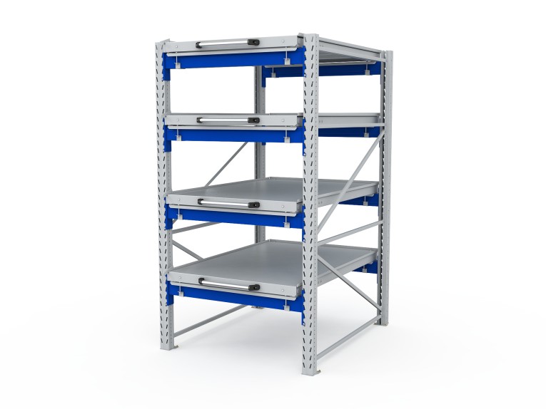 Стеллаж с выкатными платформами S-HEAVY 1000/900 (4 яруса хранения) купить в Вологде Стеллаж с выкатными платформами S-HEAVY 1000/900 (4 яруса хранения) купить в Вологде