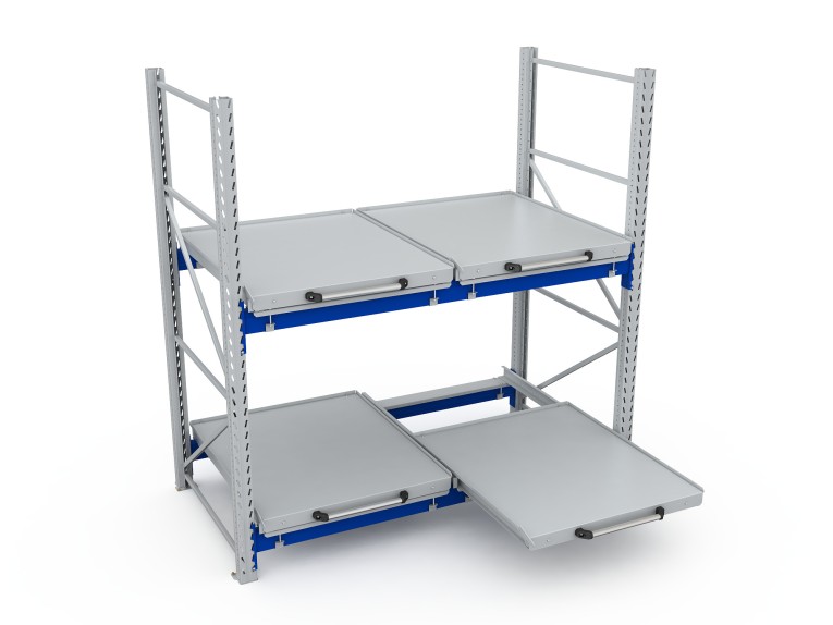 Стеллаж с выкатными платформами S-HEAVY 500 (2 яруса хранения) купить в Вологде Стеллаж с выкатными платформами S-HEAVY 500 (2 яруса хранения) купить в Вологде
