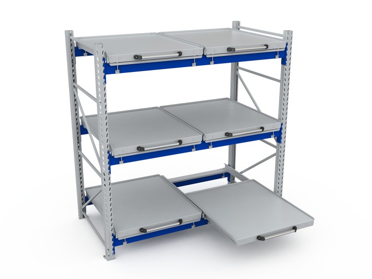 Стеллаж с выкатными платформами S-HEAVY 500 (3 яруса хранения) купить в Вологде Стеллаж с выкатными платформами S-HEAVY 500 (3 яруса хранения) купить в Вологде