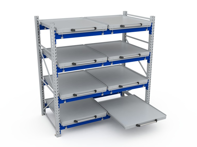 Стеллаж с выкатными платформами S-HEAVY 500 (4 яруса хранения) купить в Вологде Стеллаж с выкатными платформами S-HEAVY 500 (4 яруса хранения) купить в Вологде