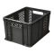 Ящик 400х300х230 дно сплошное, стенки перфорированные, с ручками  чёрный